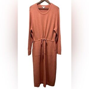 Pure Jill size L Red Clay Sweater Knit Midi Dress Long Sleeve Fall NWT